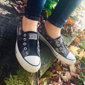 Converse Black Tie Dye Slip On Laceless Shoes
